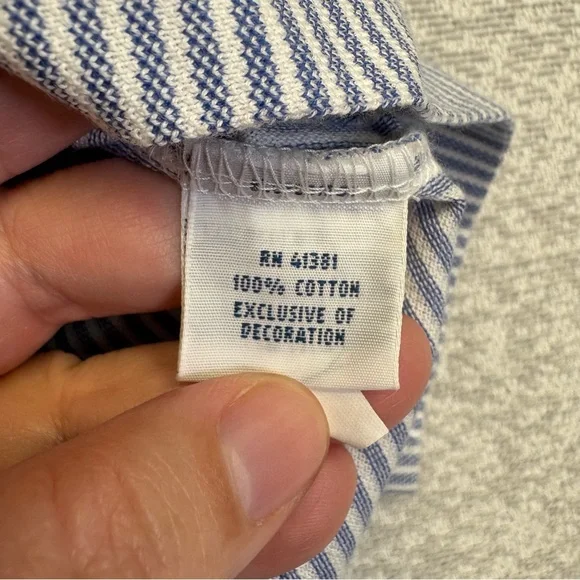 Ralph Lauren Blue Striped Polo with Embroidered Flags - Picture 3 of 9